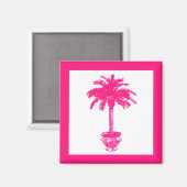 Topfpalme - fuchsienrosa und weiß magnet (Vorderseite/Rückseite)