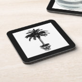 Topfpalme - schwarz-weiß getränkeuntersetzer (Linke Seite)