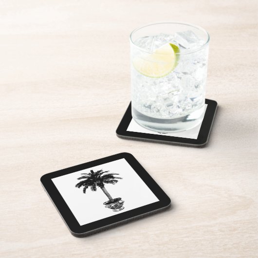 Topfpalme - schwarz-weiß getränkeuntersetzer (Rechte Seite)