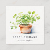 Topfpflanze Parsley Coriander Botanischer QR-Code Quadratische Visitenkarte (Vorderseite)