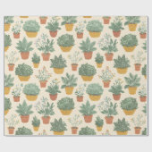 Topfpflanzen Blumen Botanischer Illustrationsstil Geschenkpapier (Flach)