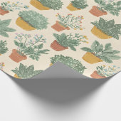 Topfpflanzen Blumen Botanischer Illustrationsstil Geschenkpapier (Ecke)