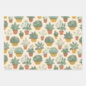 Topfpflanzen Blumen Botanischer Illustrationsstil Geschenkpapier Set (Vorderseite)