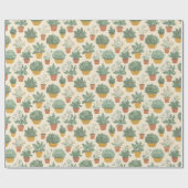 Topfpflanzen Botanischer Illustrationsstil Medium Geschenkpapier (Flach)