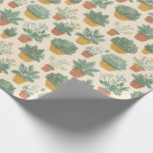 Topfpflanzen Botanischer Illustrationsstil Medium Geschenkpapier (Ecke)