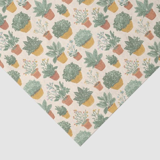 Topfpflanzen Botanischer Illustrationsstil Medium Seidenpapier (Ausschnitt)