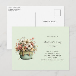 Topfpflanzen Cozy Shabby Muttertags-Brunch Einladungspostkarte