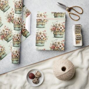 Topfpflanzen Cozy Shabby Süßes Muster Geschenkpapier
