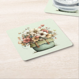 Topfpflanzen im gemütlichen Shabby-Stil süß Rechteckiger Pappuntersetzer