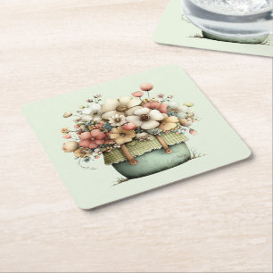 Topfpflanzen im gemütlichen Shabby-Stil süß Rechteckiger Pappuntersetzer