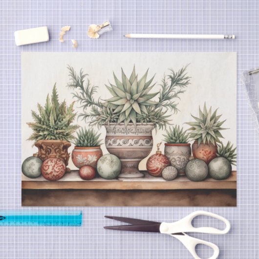 Töpfte Sukkulente Weihnachten im Südwesten Seidenpapier (Handwerk)