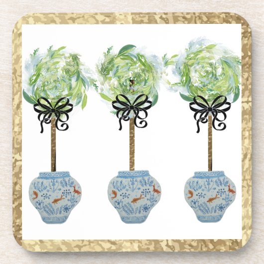 Topiaries Blue and White Ginger Jar Untersetzer (Vorderseite)