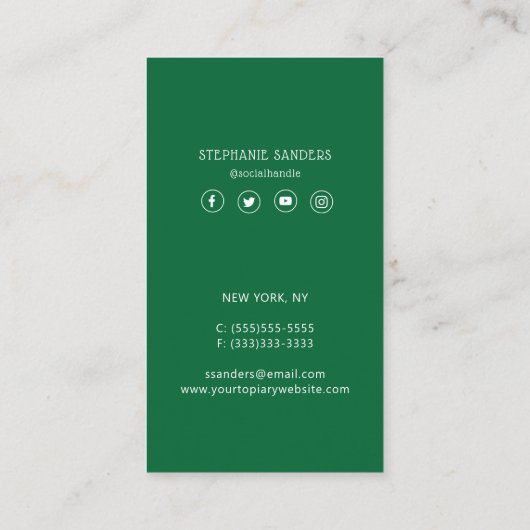 Topiary Artist Visitenkarte (Rückseite)