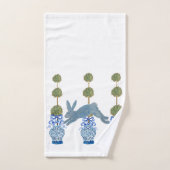 Topiary Blue Französisch Country Bunny Kaninchen Handtuch (Handtuch)