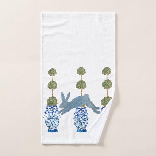 Topiary Blue Französisch Country Bunny Kaninchen Handtuch (Handtuch)