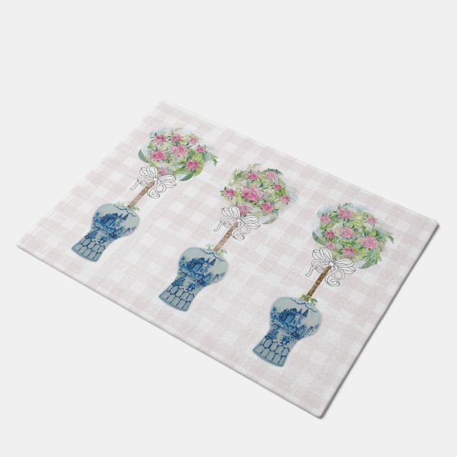 Topiary Blue und White Ginger Jar Doormat Rug Fußmatte (Schrägansicht)