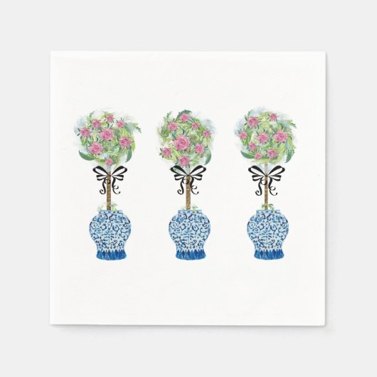 Topiary Blue und White Ginger Jar Doormat Rug Serviette (Vorderseite)