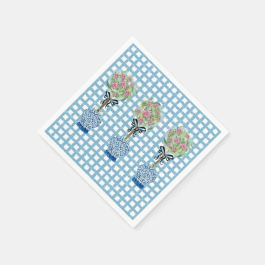 Topiary Blue und White Ginger Jar Serviette (Ecke)