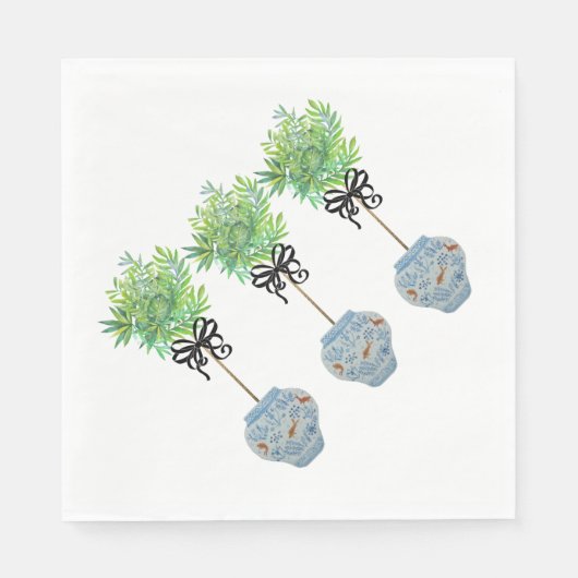 Topiary Blue & White Ginger Jar Paper Napkins Serviette (Vorderseite)