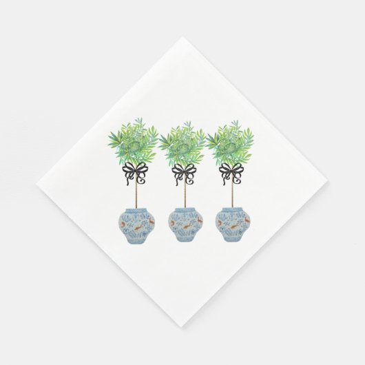 Topiary Blue & White Ginger Jar Paper Napkins Serviette (Ecke)