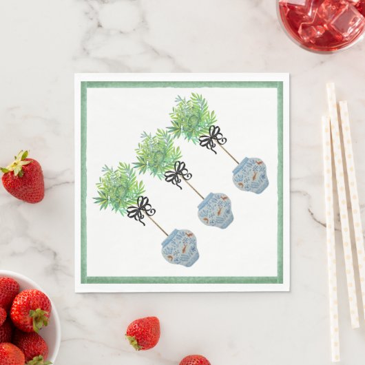Topiary Blue & White Ginger Jar Paper Napkins Serviette (Beispiel)
