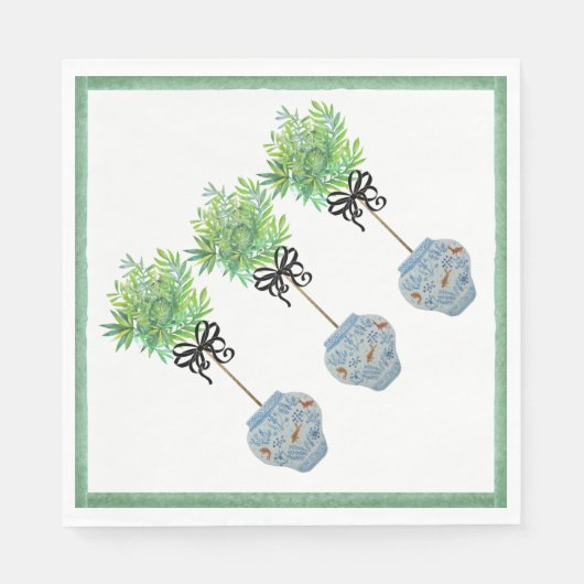 Topiary Blue & White Ginger Jar Paper Napkins Serviette (Vorderseite)