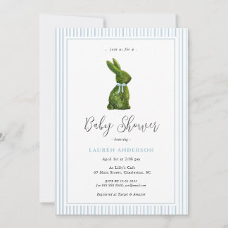 Topiary Bunny Blue Baby Boy Shower  Einladung