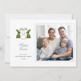 Topiary Bunny Monogram Osterfest Foto Grüße Feiertagskarte