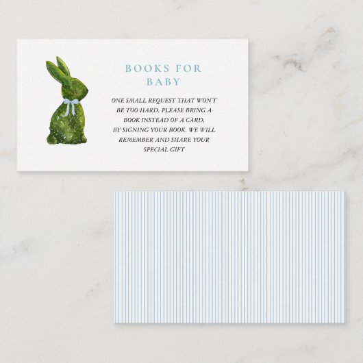 Topiary Bunny Rabbit Boy Baby shower book request Begleitkarte (Vorne/Hinten)