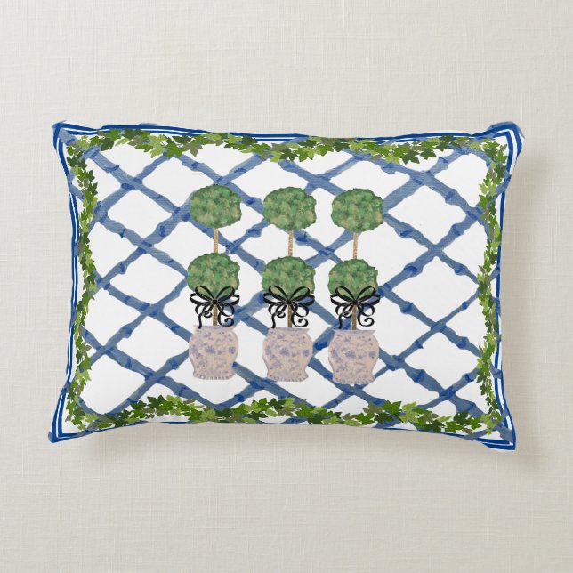 Topiary Chinoiserie Ginger Jar Jars Lumbar Dekokissen (Rückseite)