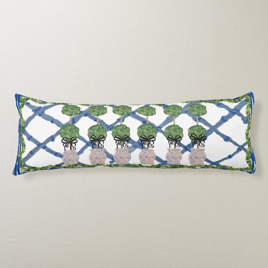 Topiary Chinoiserie Ginger Jar Jars Lumbar Seitenschläferkissen (Vorderseite)