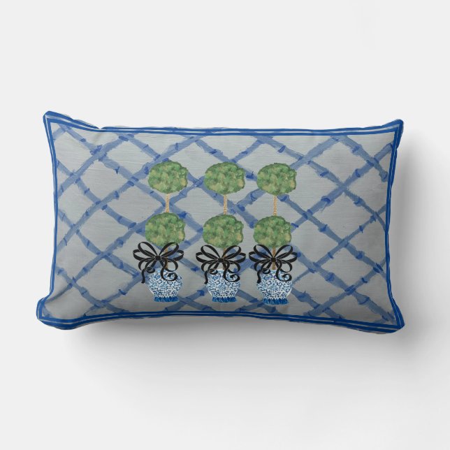 Topiary Chinoiserie Ginger Jar Lumbar Akzent Pille Lendenkissen (Vorderseite)