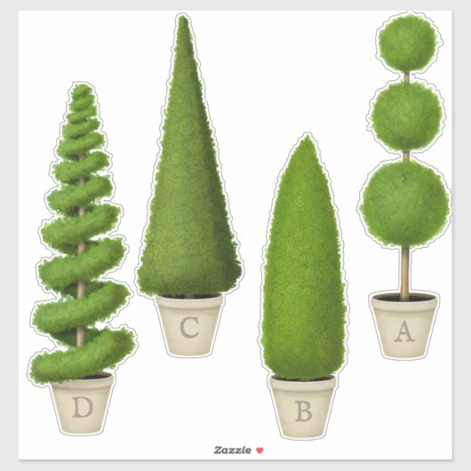 Topiary Collection Benutzerdefiniert Mit Monogramm Aufkleber (Blatt)