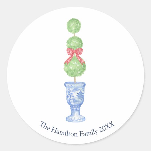 Topiary Coquette Chinoiserie Weihnachtskleber Runder Aufkleber (Vorderseite)