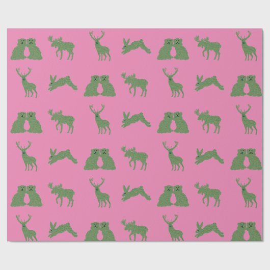 Topiary Deer Rabbit Wrapping P Geschenkpapier (Flach)