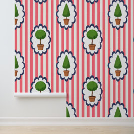 Topiary-Garten Pink Cabana Stripe Peel & Stick  Tapete