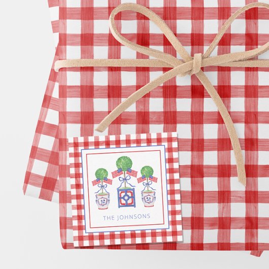 Topiary-Geschenk für Wasserfarben - Patriotische A Mitteilungskarte