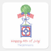 Topiary-Geschenk für Wasserfarben - Patriotische A Quadratischer Aufkleber (Vorderseite)