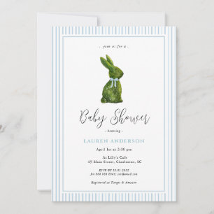 Topiary-Häschen blaue Baby Boy Shower-Einladung  Einladung