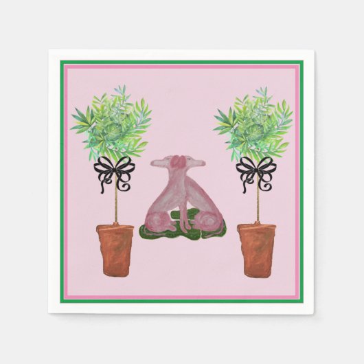 Topiary Pink Staffordshire Dog Paper Handtücher Serviette (Vorderseite)