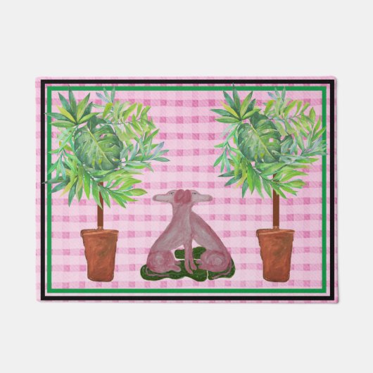 Topiary Pink Staffordshire Hunde Matte Doormat Tep (Vorderseite)