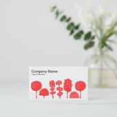 Topiary - Red on White Visitenkarte (Stehend Vorderseite)