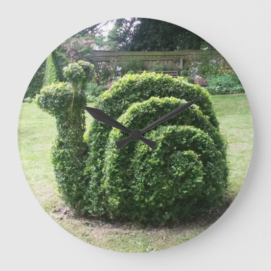 Topiary snail cute fun gardening große wanduhr (Vorderseite)