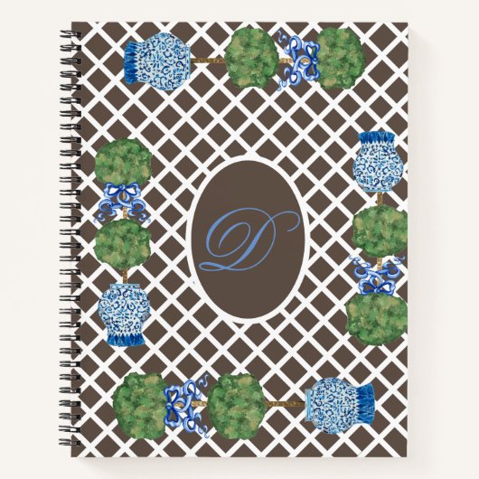 Topiary Topiaries Chinoiserie Ginger Jar Jars Notizblock (Vorderseite)