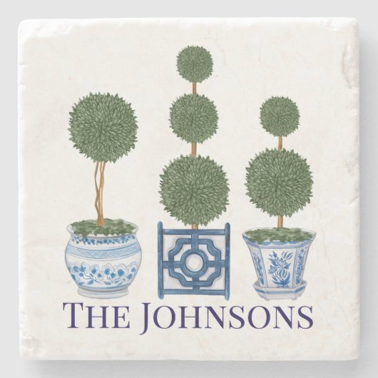 Topiary Tree Chinoiserie Trio Steinuntersetzer (Vorderseite)