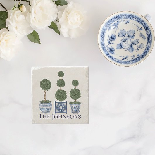 Topiary Tree Chinoiserie Trio Steinuntersetzer