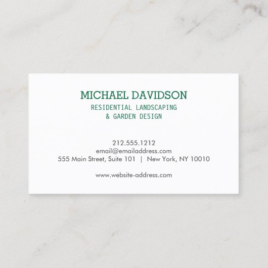 Topiary Trio Gardener Landscaping Dark Green Visitenkarte (Rückseite)