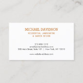 Topiary Trio Gardener Landscaping Dark Orange Visitenkarte (Rückseite)