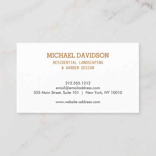 Topiary Trio Gardener Landscaping Dark Orange Visitenkarte (Rückseite)