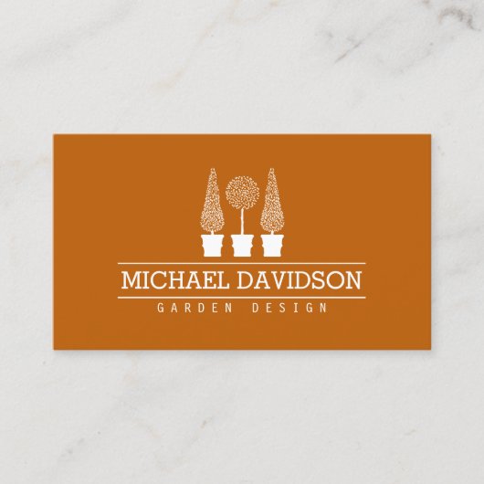 Topiary Trio Gardener Landscaping Dark Orange Visitenkarte (Vorderseite)